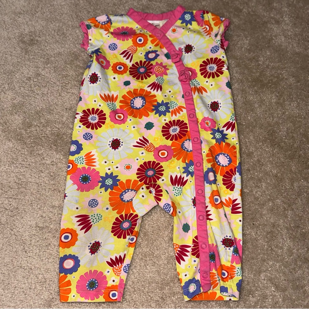 Hanna Andersson Pink and Orange Floral Kids One Piece